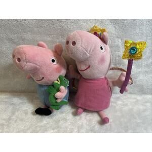 Ty Lot of 2 Peppa Pig 6" Plush Princess Peppa George Dinosaur Stuffed 6 inch